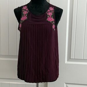 American Eagle Outfitters‎ Plum Blouse with Rose Embroidery